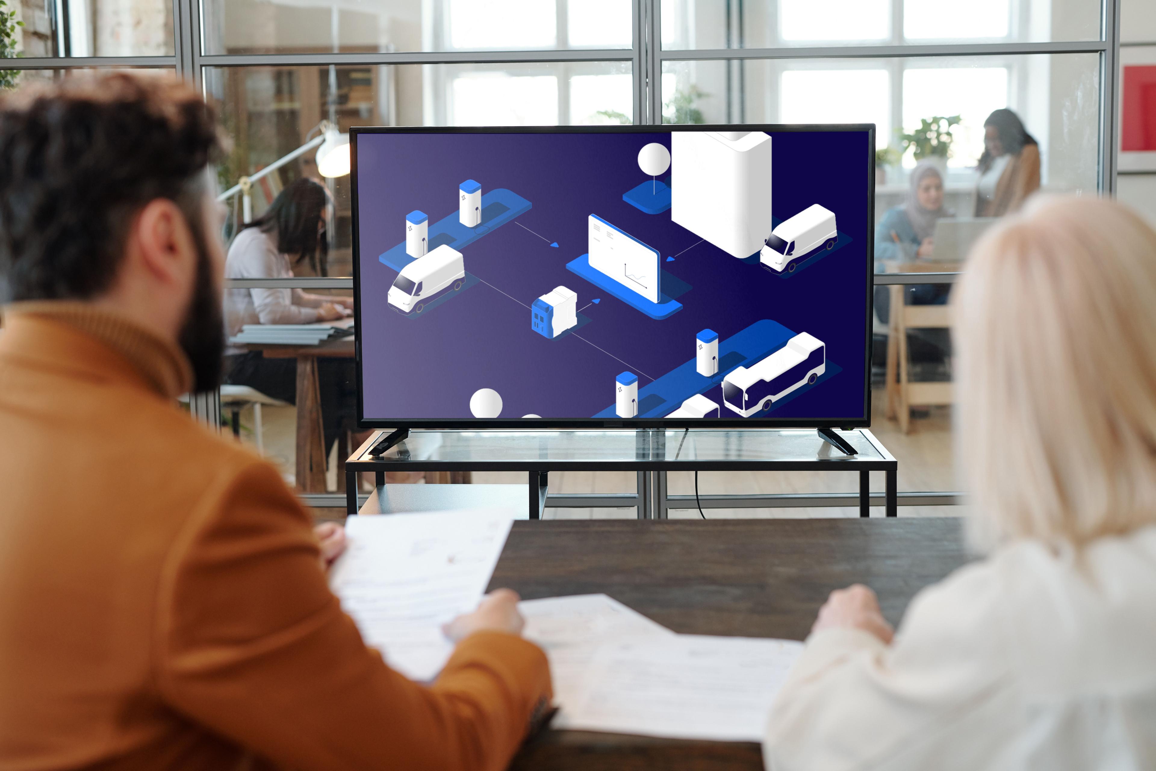 V2G Roadmap displayed on a screen during a meeting